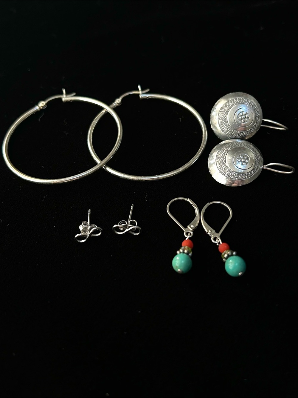 Four Pairs of Sterling Silver Earrings